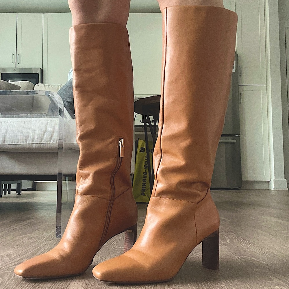 Women's Tan Leather Knee-High Boots